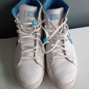 Converse Pro Leather Mid Top Sneakers White Blue Mens Athletic Shoes